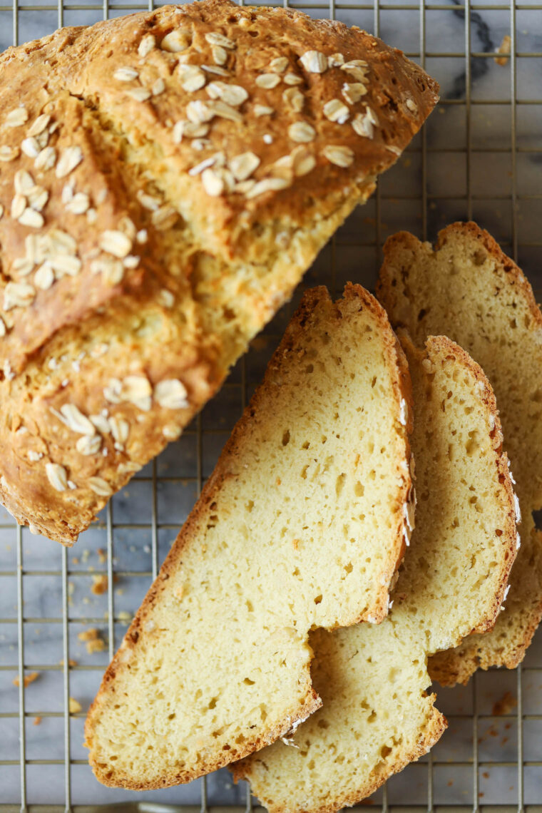 No Yeast Bread - Yes, you can make beautiful homemade rustic bread WITHOUT the yeast, proof, or rise. Made so quickly + easily. AND SO GOOD.