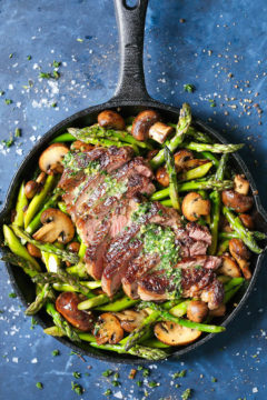 One Pan Steak and Veggies with Garlic Herb Buttery Spread