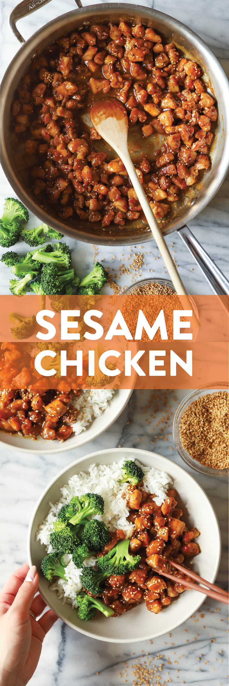Sesame Chicken Bowls - Super saucy, crisp-tender sesame chicken! 1000x better than takeout, made in 30min or less. Serve with rice and broccoli. SO SO GOOD.